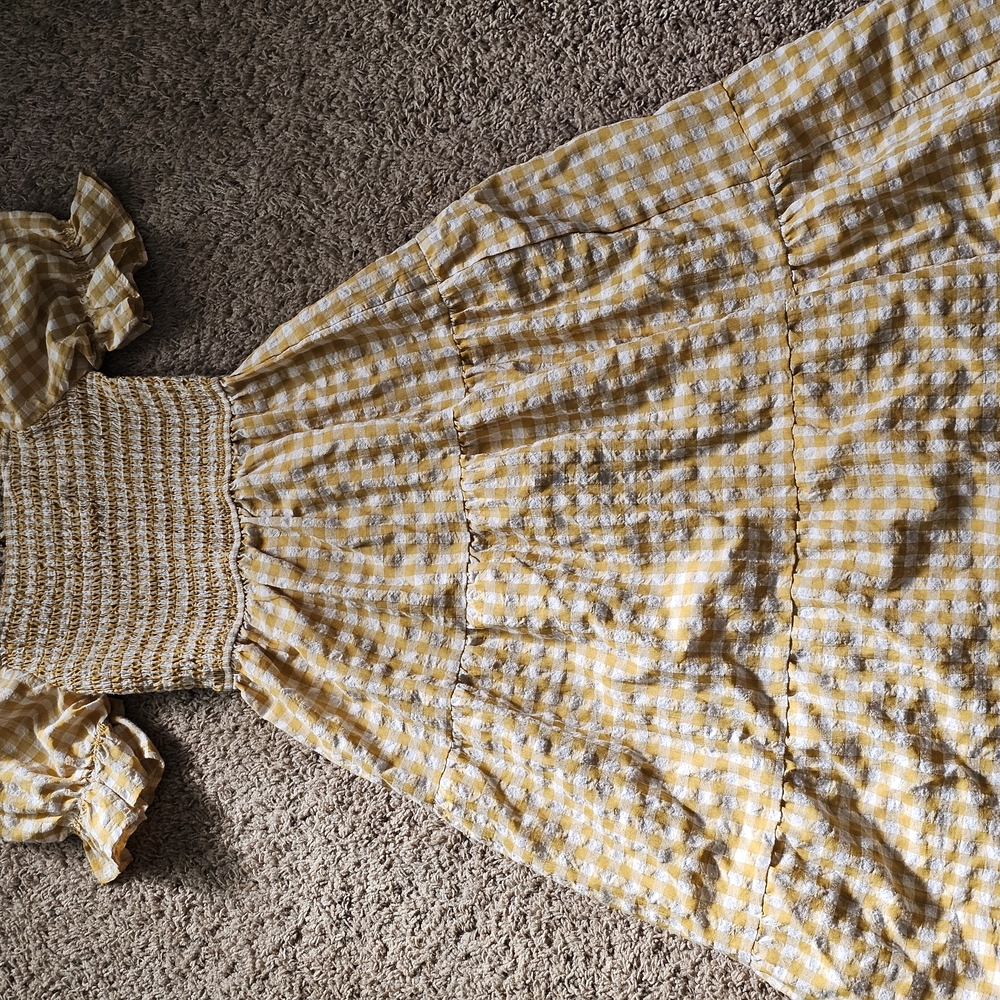 Yellow Gingham Kids Dress